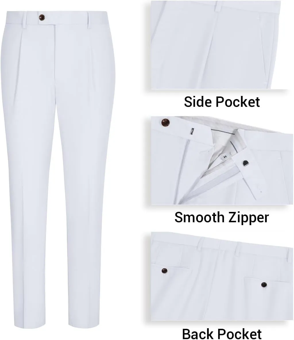 Mens Vest Pants Suits Set 2 Pieces Slim Fit Groomsmen Suit for Men Formal