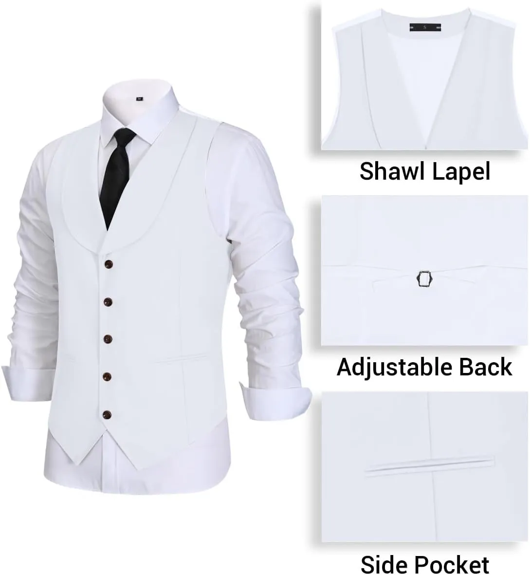 Mens Vest Pants Suits Set 2 Pieces Slim Fit Groomsmen Suit for Men Formal