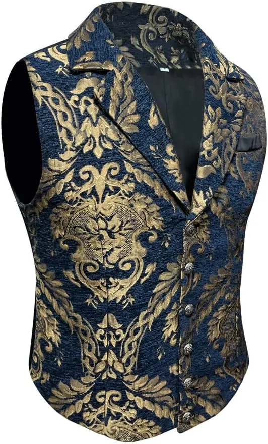 Mens Victorian Gothic Suit Vest Steampunk Waistcoat