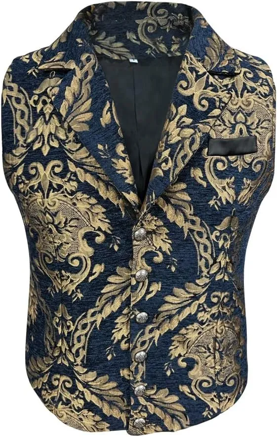 Mens Victorian Gothic Suit Vest Steampunk Waistcoat