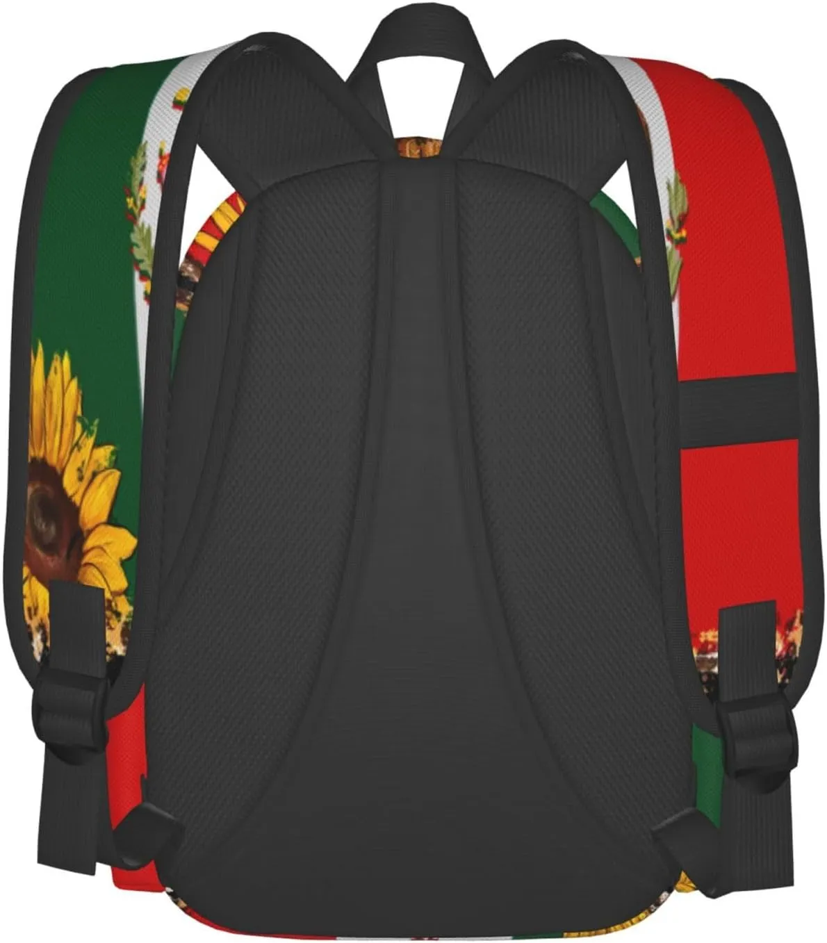 Mexico Mexican Eagle Sunflower Flag Laptop Commuter Backpack Shoulder Bag Casual Back Pack Daypack Bags With Side Pockets For Work Travel Daily Use