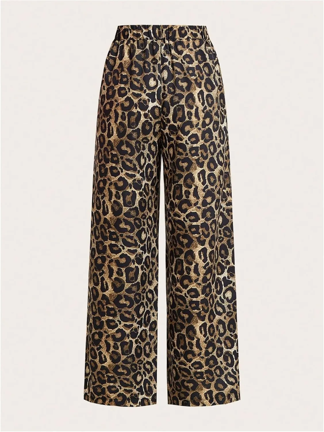 Milumia Women's Leopard Print Wide Leg Pants High Waist Fall Long Trousers