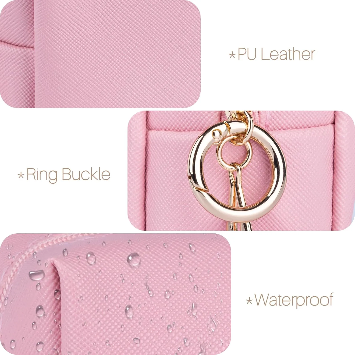Mini Makeup Bag, Small Cosmetic Bag for Purse with Self Adhesive Patches, Portable Travel Makeup Pouch for Girls Women Daily Use (Letter-M)