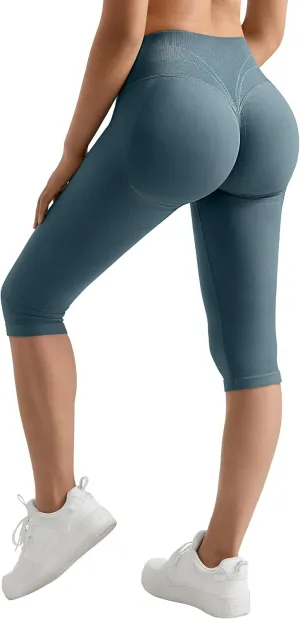 MOOSLOVER Women Hidden Scrunch Butt Lifting Capri Leggings High Waisted Seamless Compression Tummy Control Yoga Pants