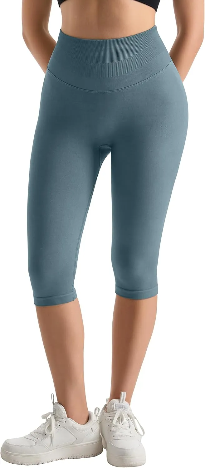 MOOSLOVER Women Hidden Scrunch Butt Lifting Capri Leggings High Waisted Seamless Compression Tummy Control Yoga Pants