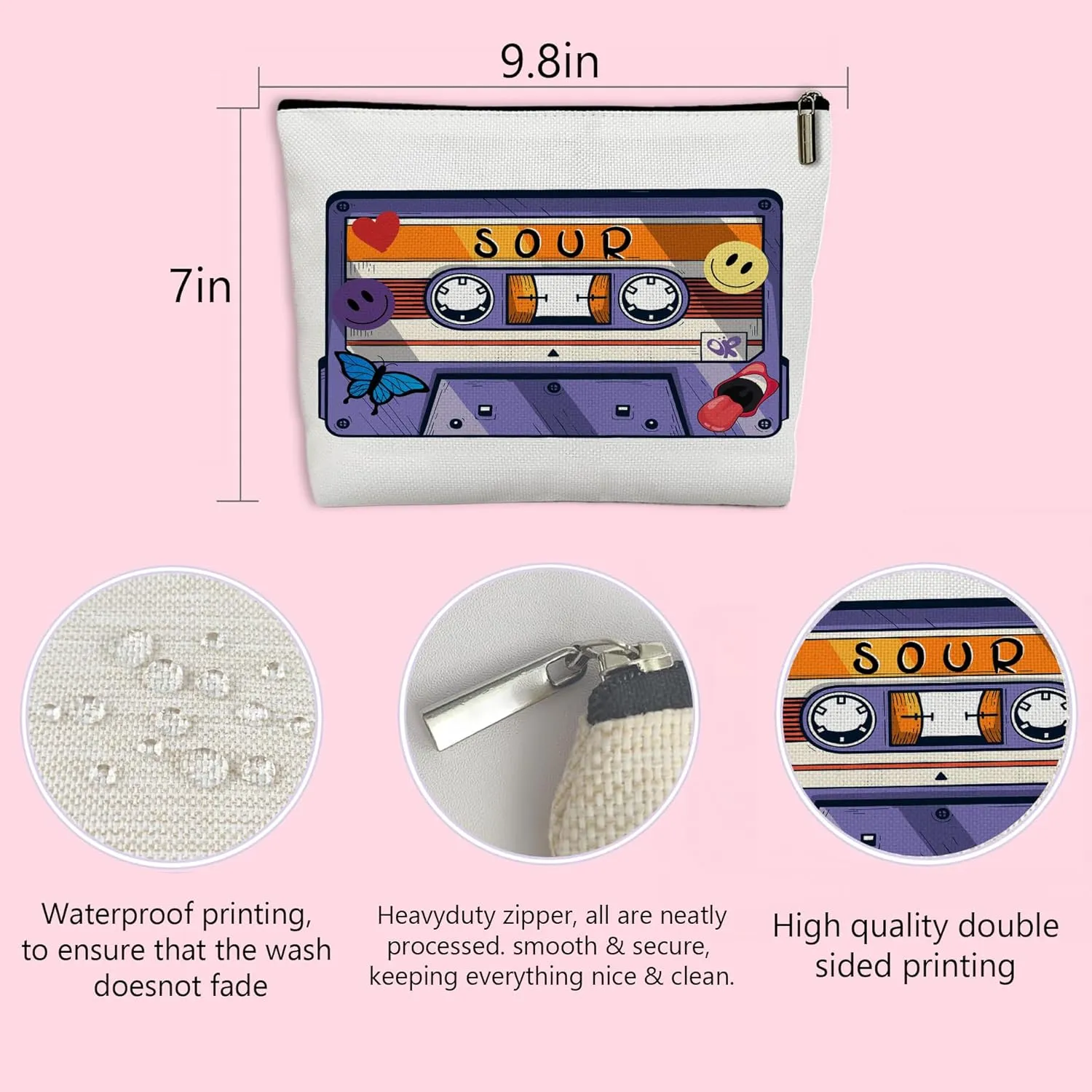 Music Inspired Purple Makeup Bag for Women, Singer Style Cosmetic Pouch for Travel & Daily Use, Zipper Toiletry Organizer Gift for Music Lovers, Mom, Sister, BFF Birthday, Christmas