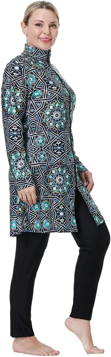 Muslim Swimsuit for Women Plus Size Burkini Modest Islamic Swimwear Full Cover Hijab Top Pants Fat Bathing Suit