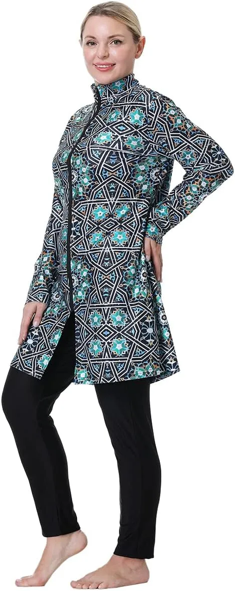 Muslim Swimsuit for Women Plus Size Burkini Modest Islamic Swimwear Full Cover Hijab Top Pants Fat Bathing Suit