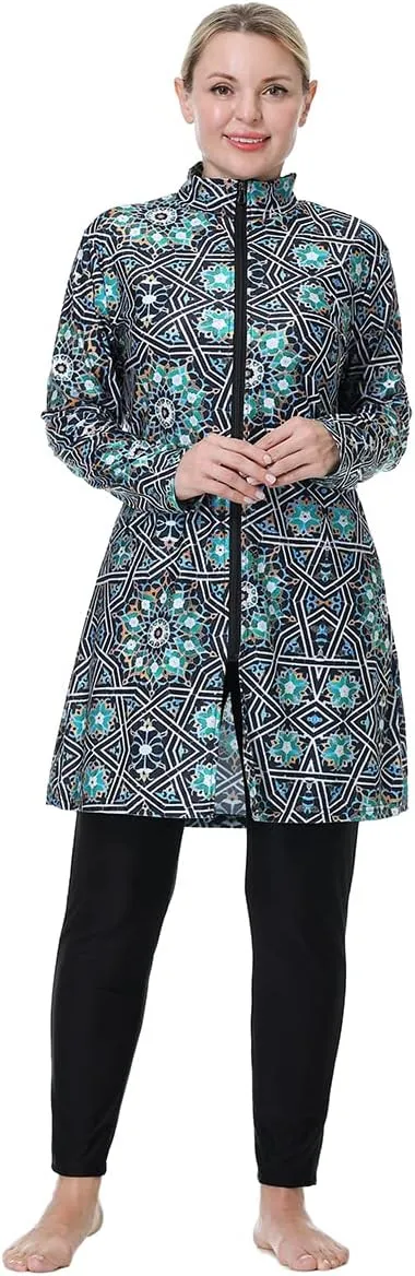 Muslim Swimsuit for Women Plus Size Burkini Modest Islamic Swimwear Full Cover Hijab Top Pants Fat Bathing Suit