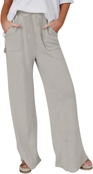 NATHGAM Womens Cotton Linen Pants Summer Dressy Casual Pants Lightweight Outdoor Workout Jogger Pants Baggy Straight Trouser