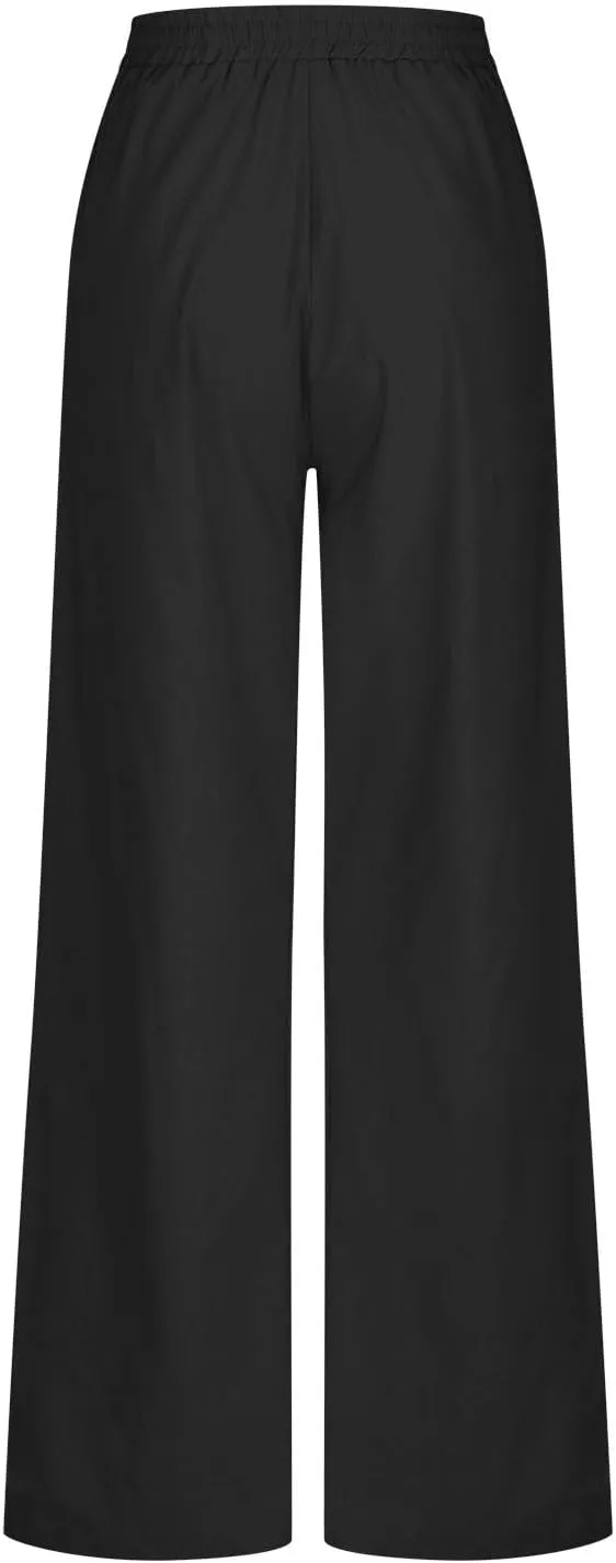 NATHGAM Womens Cotton Linen Pants Summer Dressy Casual Pants Lightweight Outdoor Workout Jogger Pants Baggy Straight Trouser