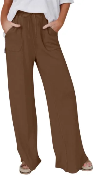 NATHGAM Womens Cotton Linen Pants Summer Dressy Casual Pants Lightweight Outdoor Workout Jogger Pants Baggy Straight Trouser