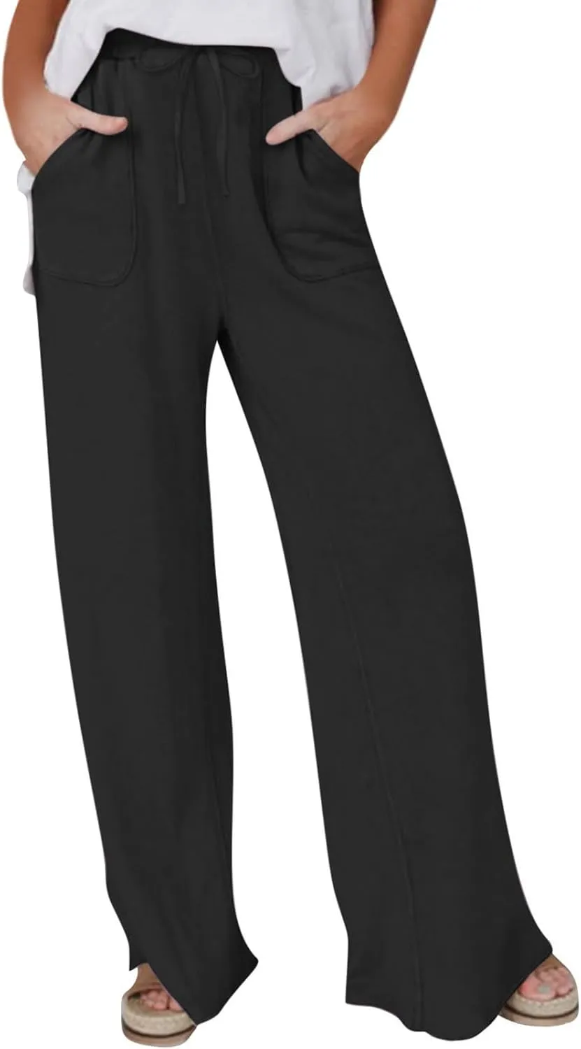 NATHGAM Womens Cotton Linen Pants Summer Dressy Casual Pants Lightweight Outdoor Workout Jogger Pants Baggy Straight Trouser
