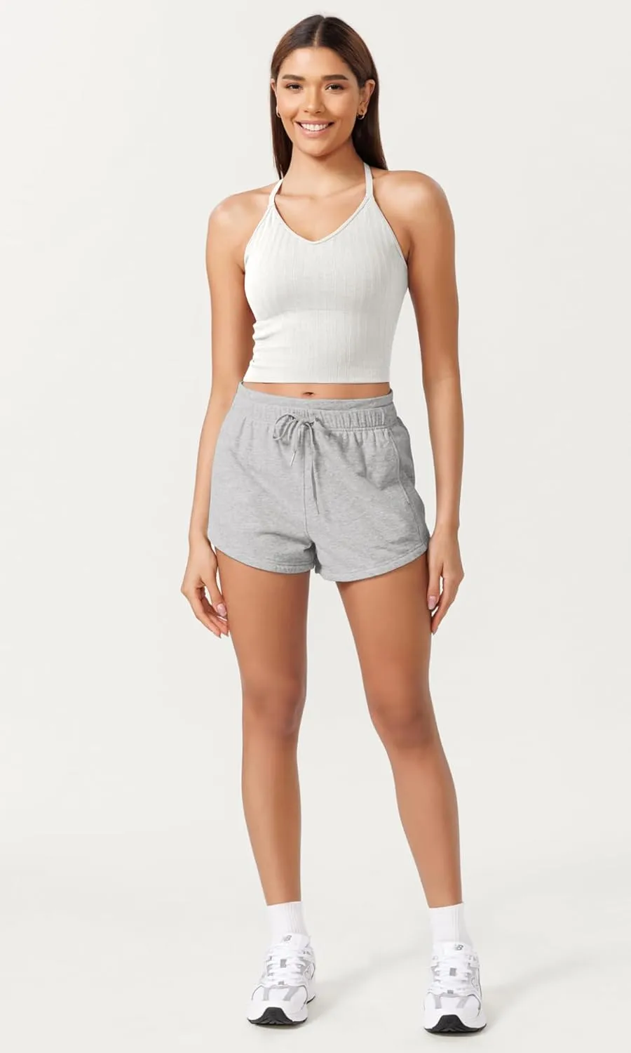 ODODOS Seamless Padded Sports Bra for Women Criss-Cross Back Longline Wirefree Brami Ribbed Crop Tank Tops