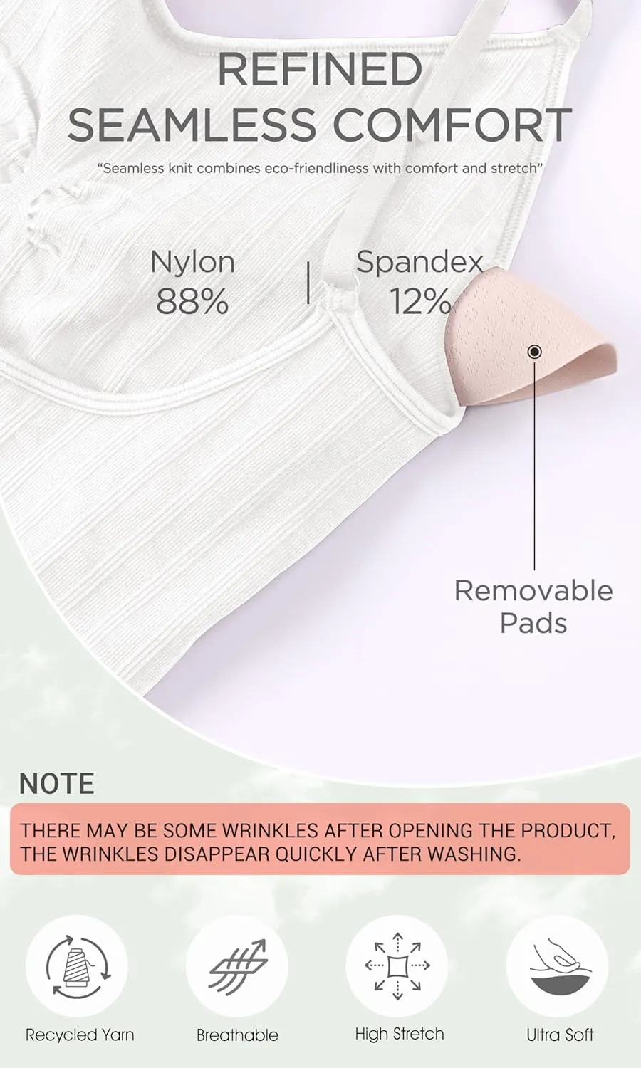ODODOS Seamless Padded Sports Bra for Women Criss-Cross Back Longline Wirefree Brami Ribbed Crop Tank Tops