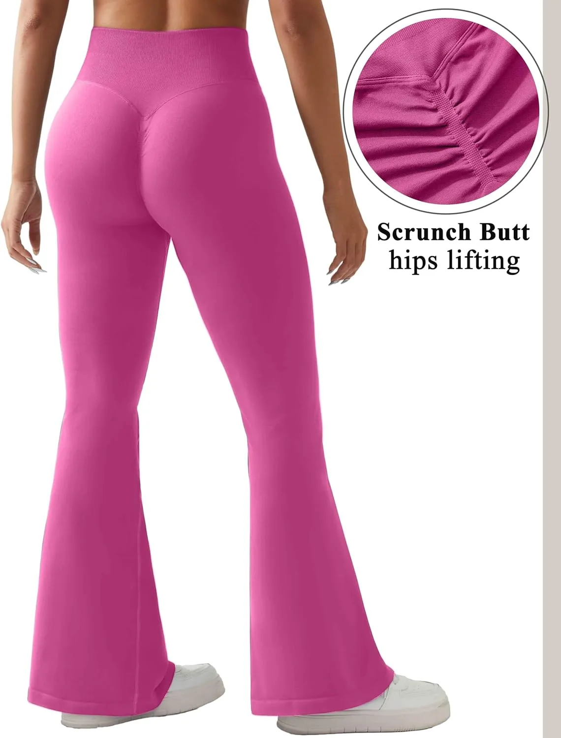 OMKAGI Butt Lifting Flare Leggings for Women Tummy Control Wide Leg Flared Yoga Pants