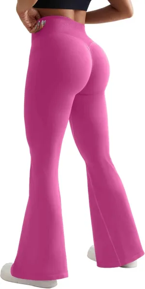 OMKAGI Butt Lifting Flare Leggings for Women Tummy Control Wide Leg Flared Yoga Pants