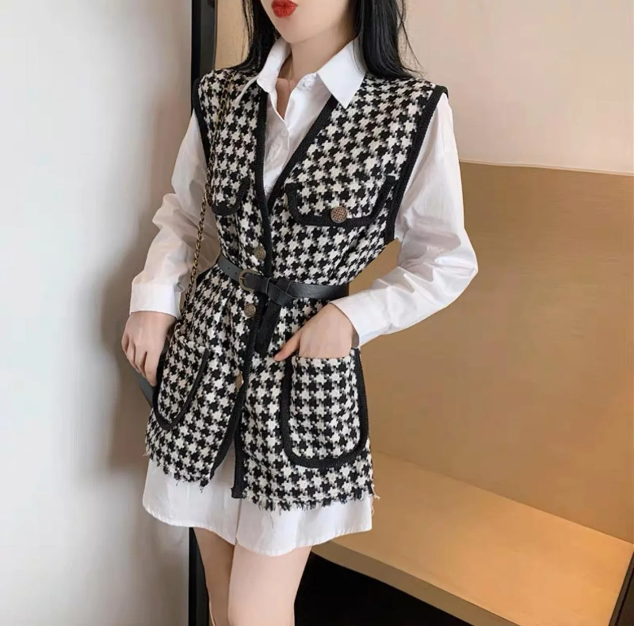 Pankh Farah Tweed Jacket & Shirt Set