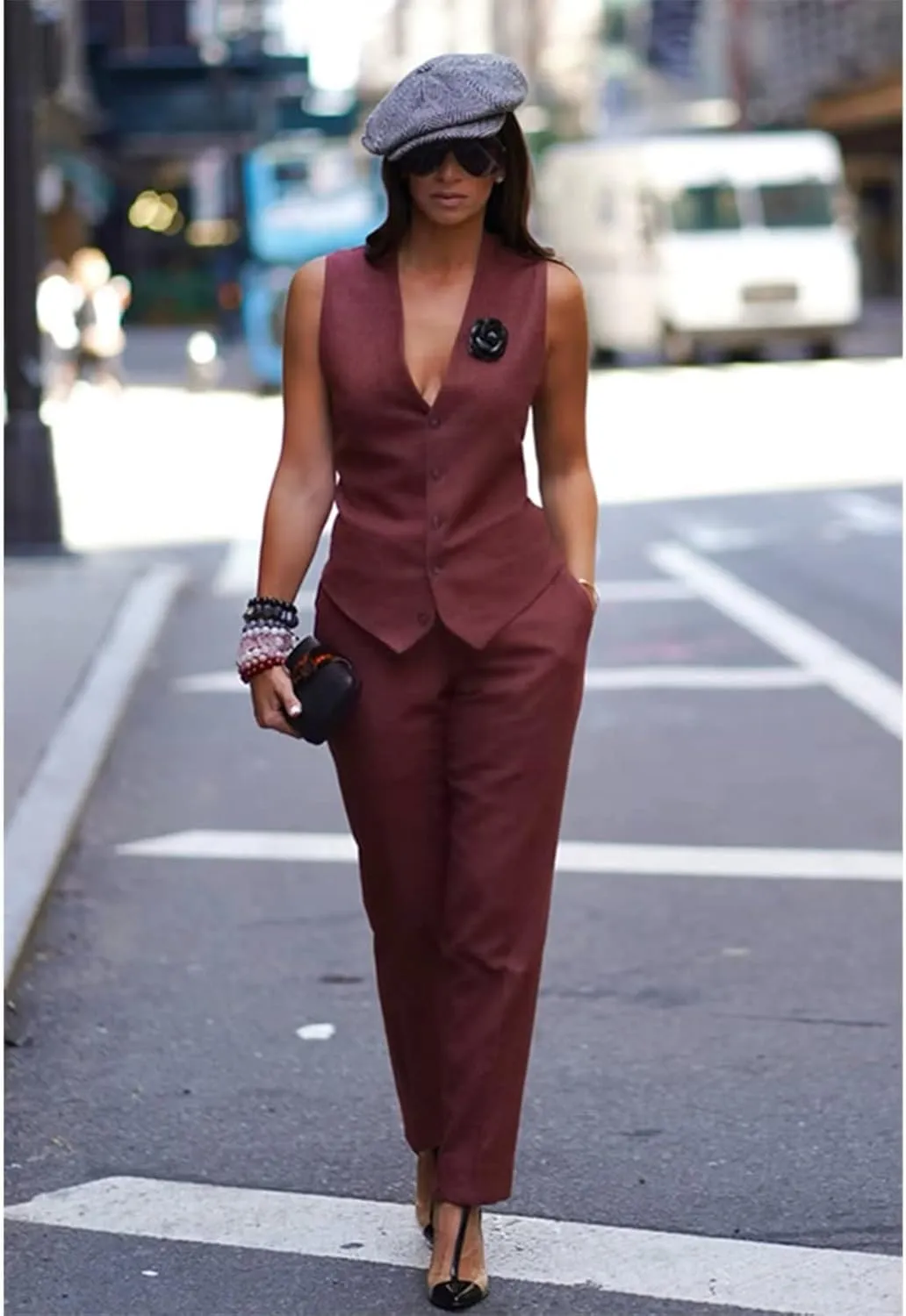 Pant Set Women 2 Piece Fashion High Street Vest   Trousers Formal Work Wear Summer Suit Lady