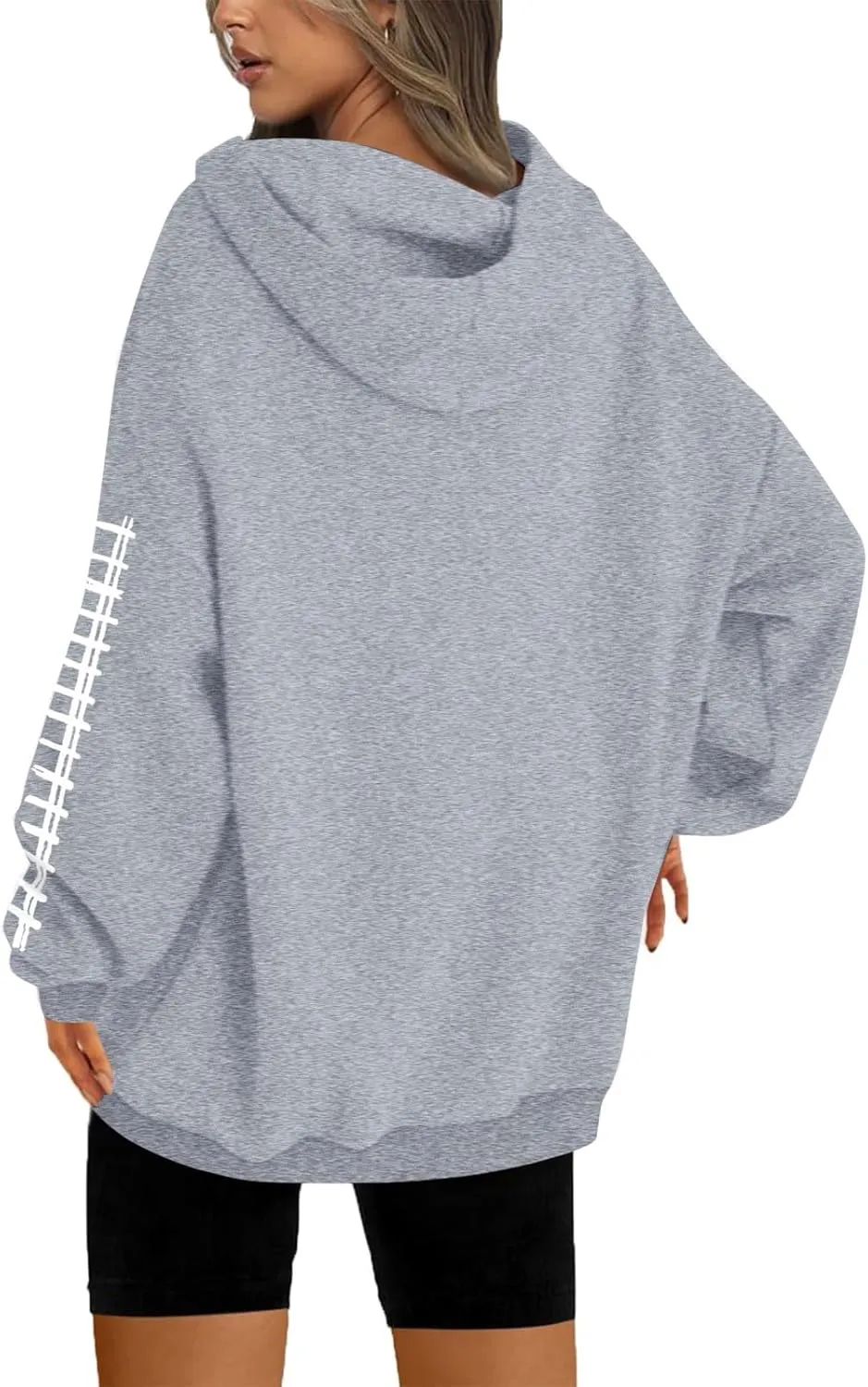 PETYCZEN Hoodies for Women Funny Football Graphic Oversized Sweatshirt Long Sleeve Game Day Rugby Drawstring Pullover Tops