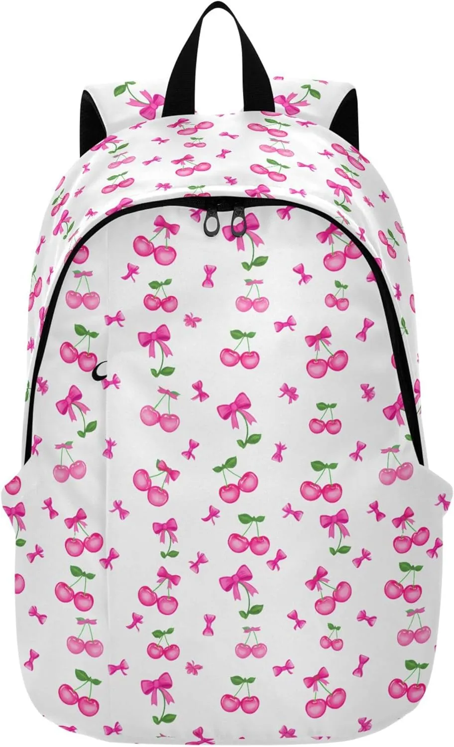 Pink Cherries and Bows Travel Backpack, Sturdy and Waterproof, Leisure Laptop Backpack for Men and Women, 25L for Work Travel Daily Use