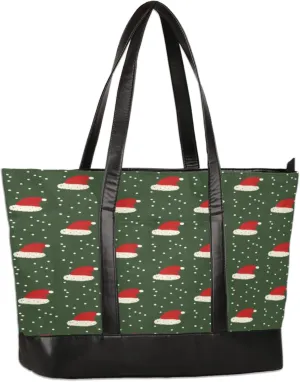 Polka Dot Santa Hat Laptop Tote Bag for Women Lightweight Work Purse with Multiple Compartments Fits 13-15.6 Inch Laptop Tablet Shoulder Bag for Office Travel Daily Use