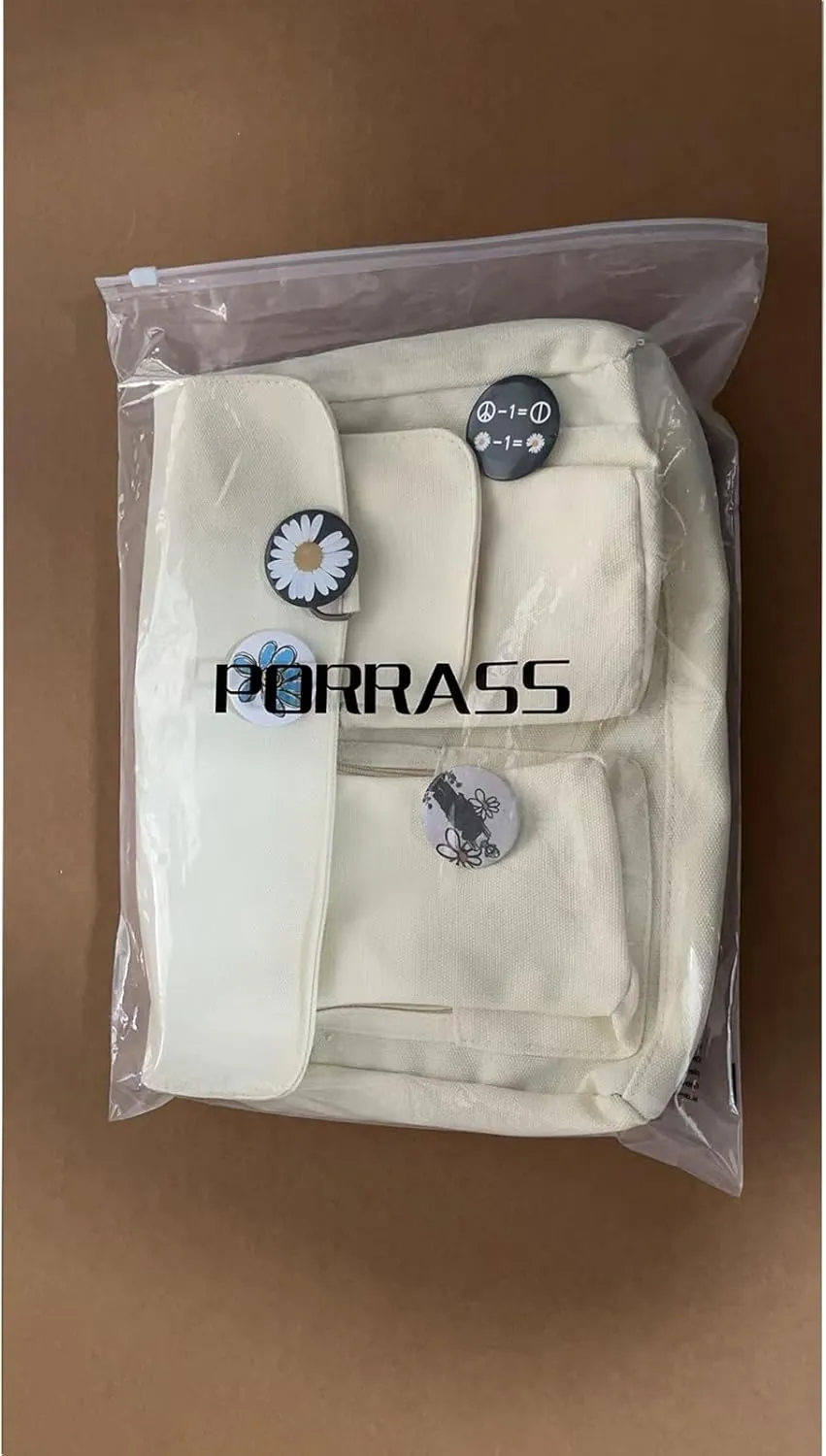 PORRASSO Casual Crossbody Bag Women Canvas Shoulder Bag Satchel Ladies Messenger Bag for Work Travel Daily Use White A