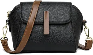 PORRASSO Fashion Crossbody Bag Women Shoulder Bag Handbag Ladies Satchel Messenger Bag for Dating Travel Daily Use Black