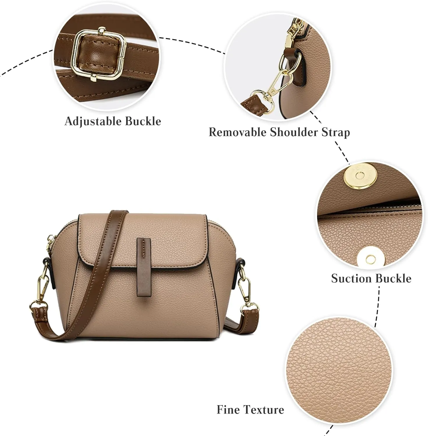 PORRASSO Fashion Crossbody Bag Women Shoulder Bag Handbag Ladies Satchel Messenger Bag for Dating Travel Daily Use Black