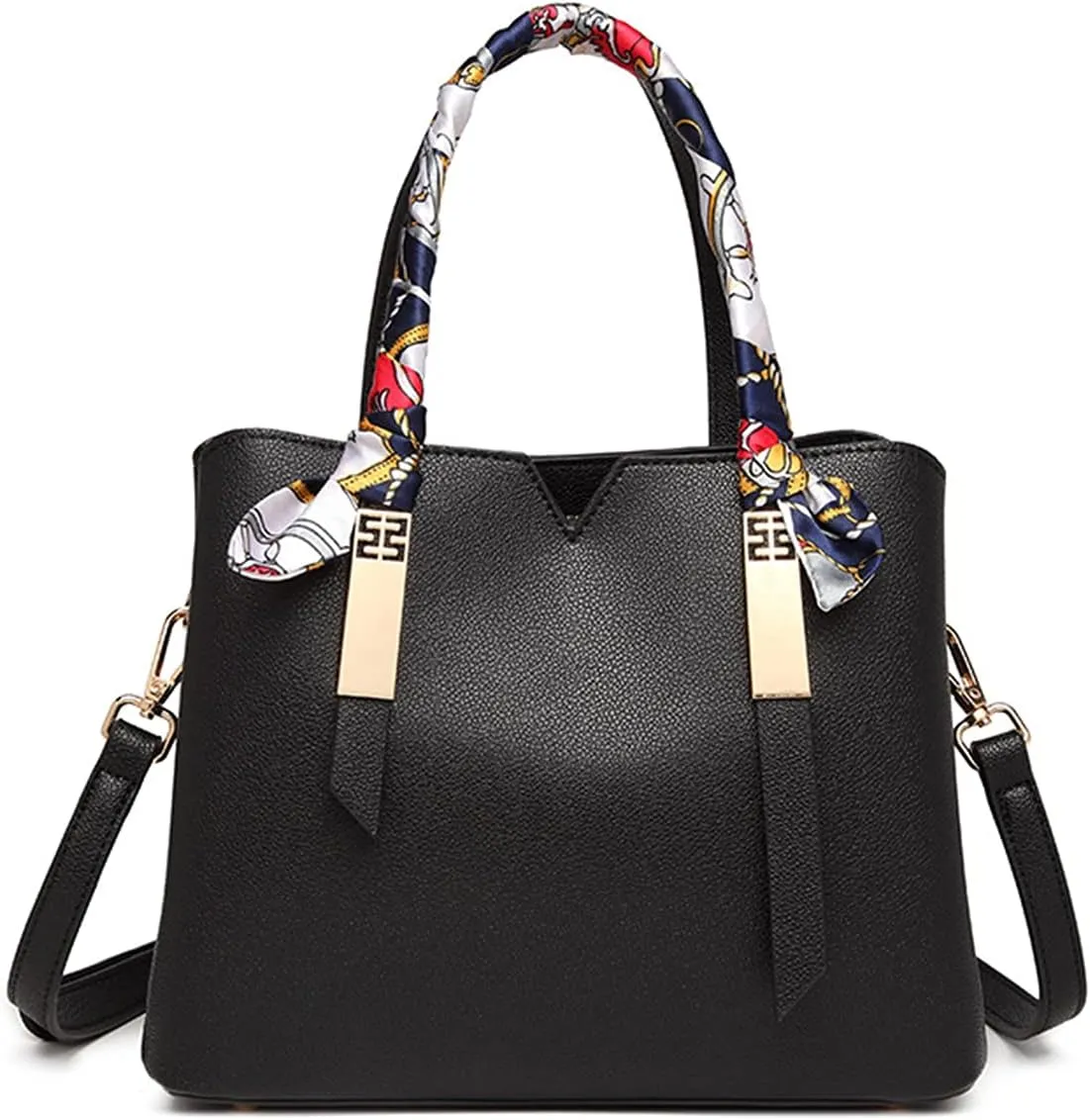 PORRASSO Fashion Handbag Women Top-Handle Bags Tote Shoulder Bag Ladies Crossbody Bag Waterproof Bucket Bag for Dating Work Daily Use Black