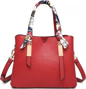 PORRASSO Fashion Handbag Women Top-Handle Bags Tote Shoulder Bag Ladies Crossbody Bag Waterproof Bucket Bag for Dating Work Daily Use Red