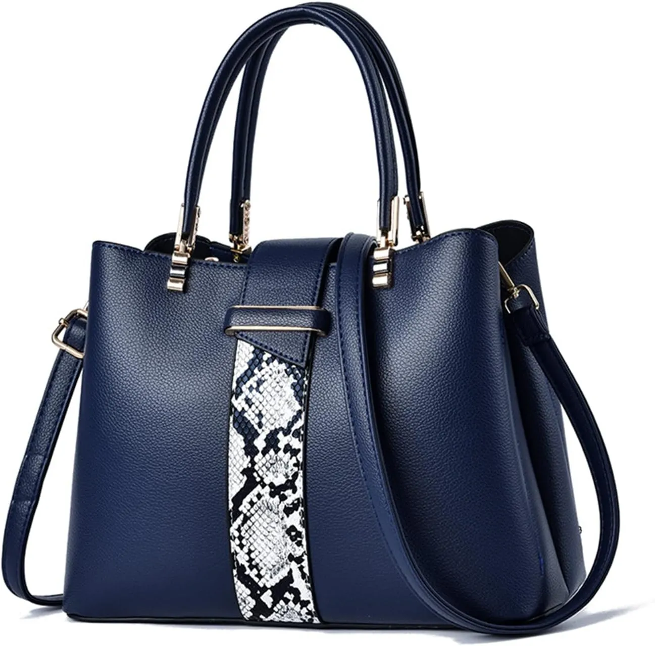 PORRASSO Handbag Women Top-Handle Bags Fashion Shoulder Bag Ladies Satchel PU Leather Waterproof Crossbody Tote Bag for Work Daily Use Navy Blue