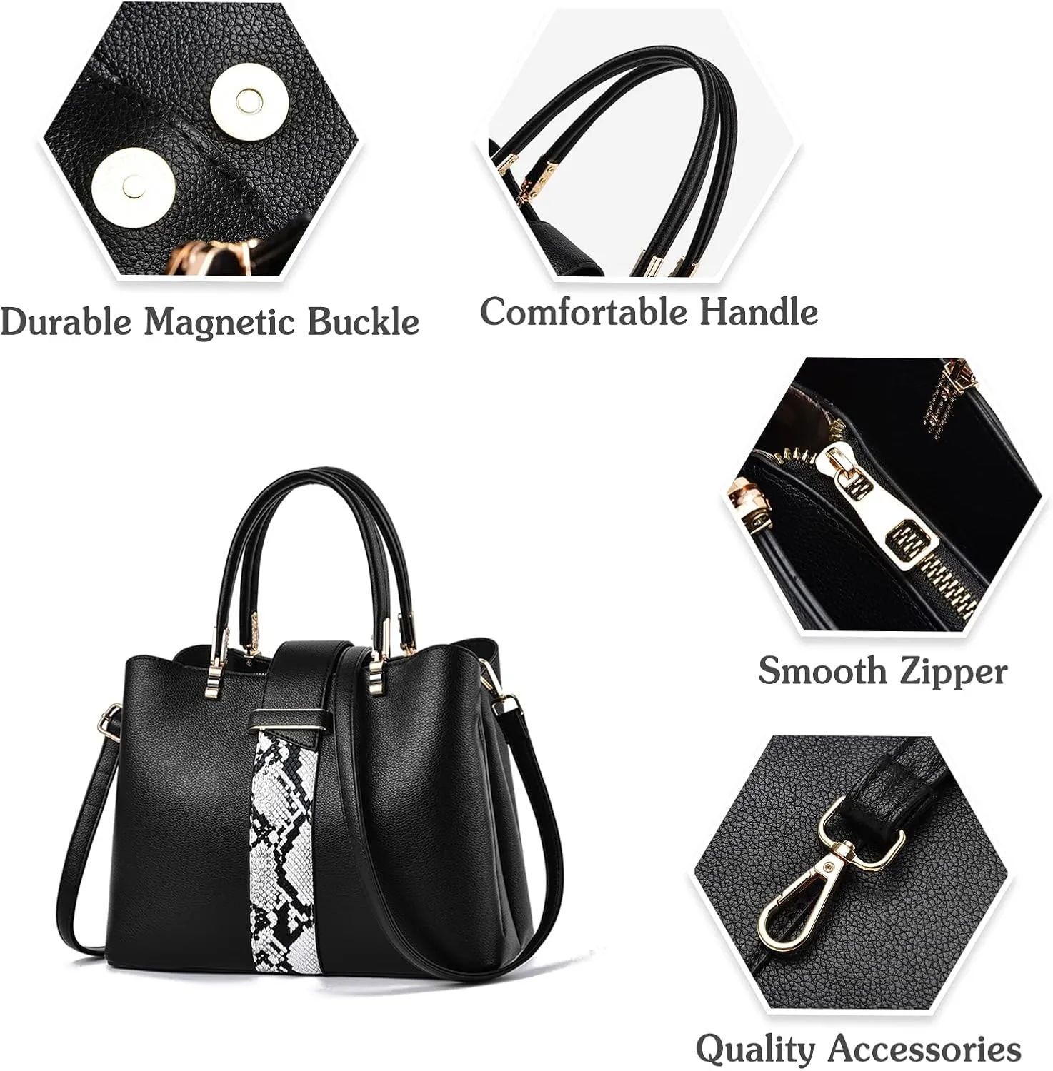 PORRASSO Handbag Women Top-Handle Bags Fashion Shoulder Bag Ladies Satchel PU Leather Waterproof Crossbody Tote Bag for Work Daily Use Navy Blue