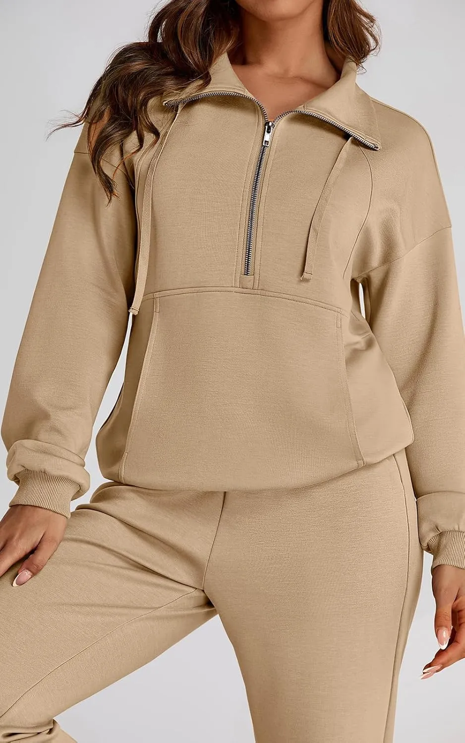PRETTYGARDEN Long Sleeve Half Zip Sweatsuits Women 2 Piece Outfit Spring Casual Sweatshirt Sweatpants Lounge Set Tracksuit