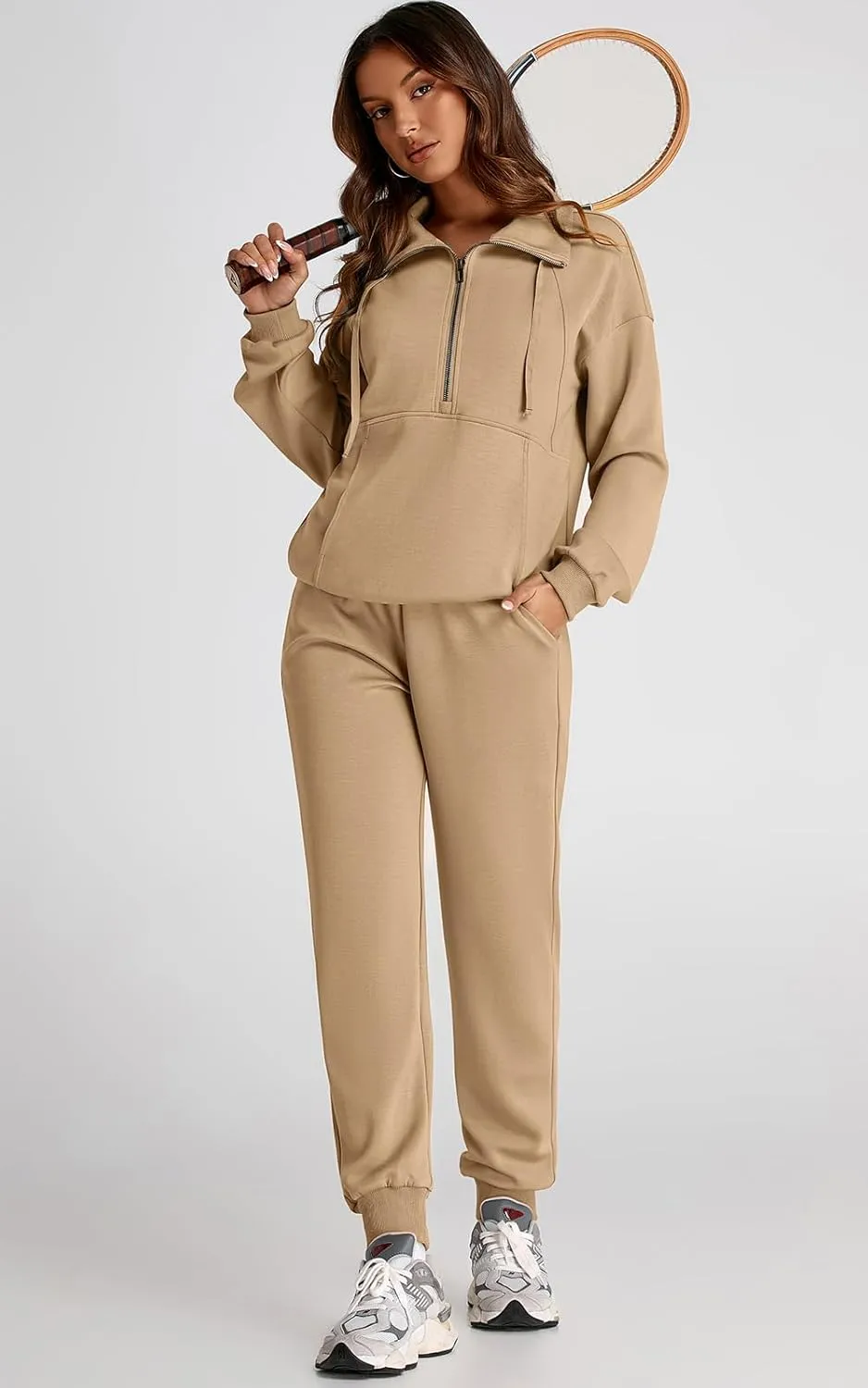 PRETTYGARDEN Long Sleeve Half Zip Sweatsuits Women 2 Piece Outfit Spring Casual Sweatshirt Sweatpants Lounge Set Tracksuit
