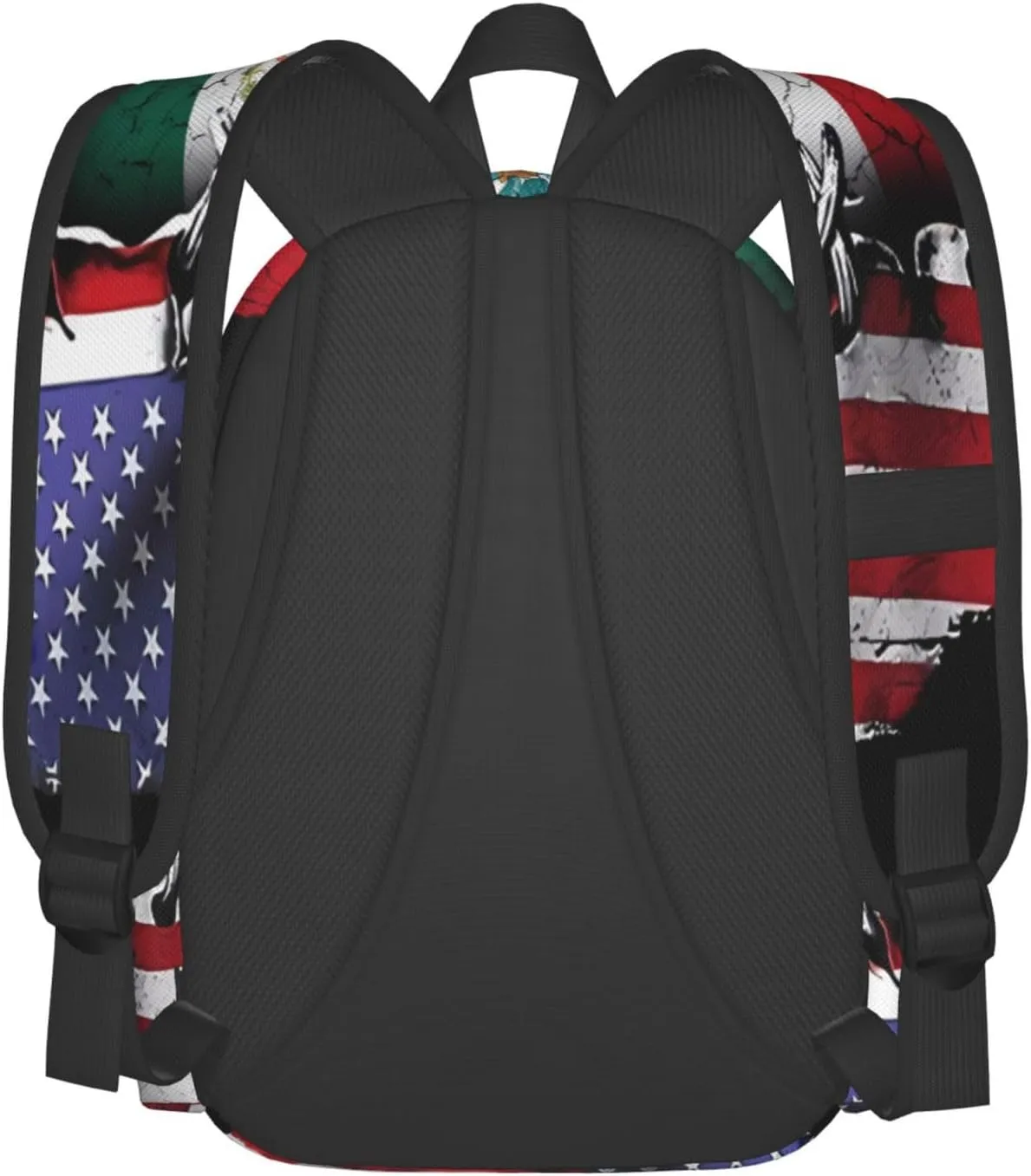 Pride Mexican American Flag Laptop Commuter Backpack Shoulder Bag Casual Back Pack Daypack Bags With Side Pockets For Work Travel Daily Use