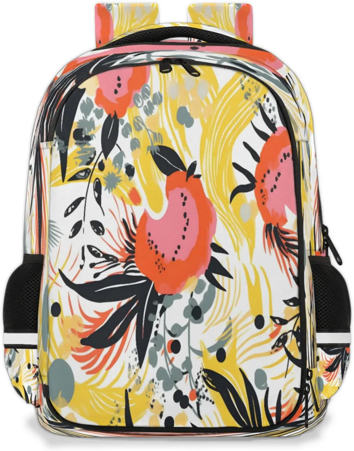 QsirBC Abstract Fruits Multi Compartment Backpack with Reflective Strips Adjustable Padded Straps Large Capacity Waterproof Duffel Bag for Men Women Work and Daily Use