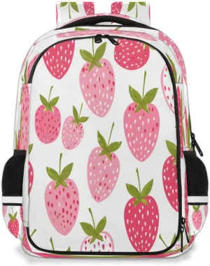 QsirBC Abstract Watercolor Strawberry Multi Compartment Backpack with Reflective Strips Adjustable Padded Straps Large Capacity Waterproof Duffel Bag for Men Women Work and Daily Use