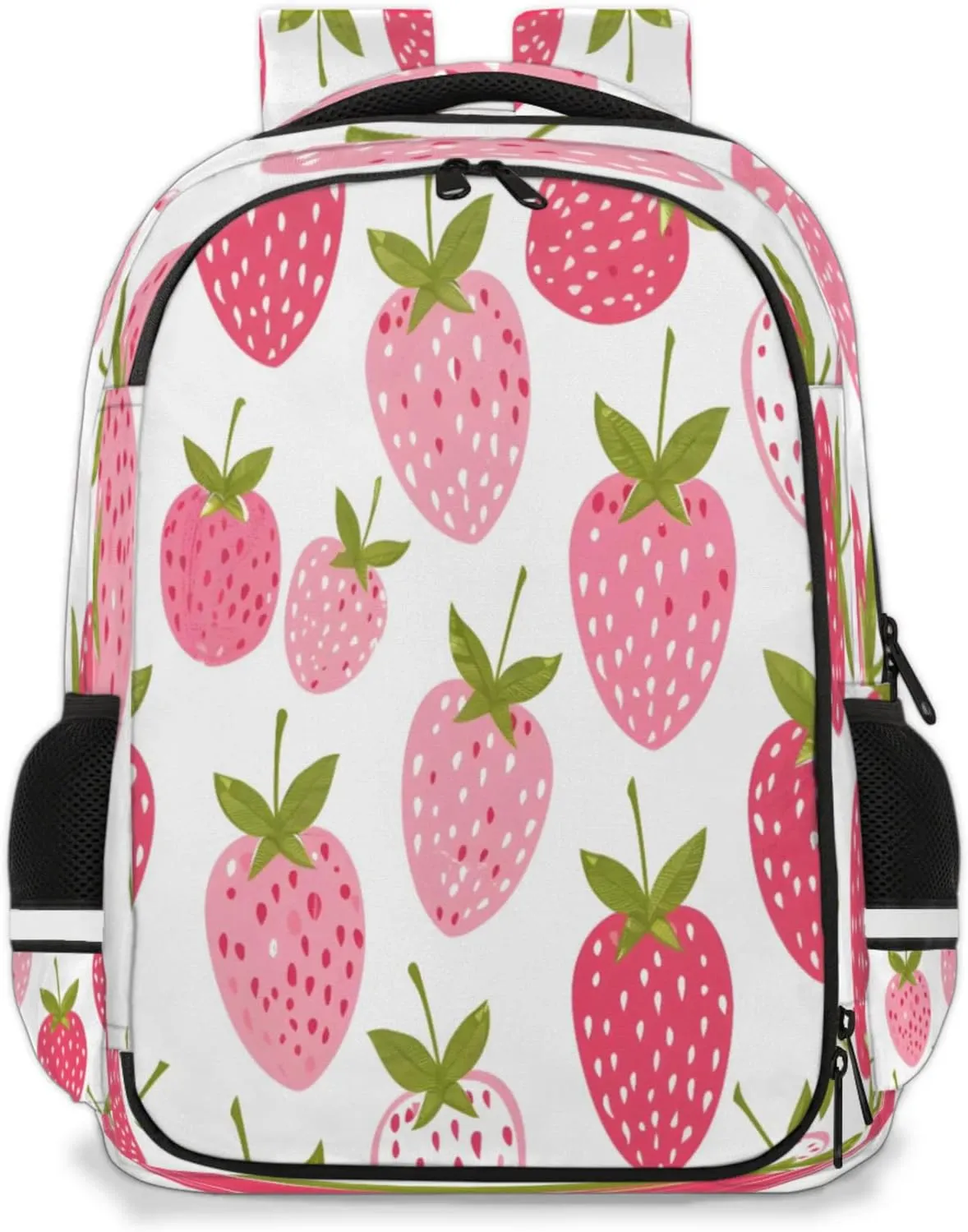 QsirBC Abstract Watercolor Strawberry Multi Compartment Backpack with Reflective Strips Adjustable Padded Straps Large Capacity Waterproof Duffel Bag for Men Women Work and Daily Use