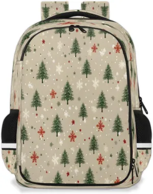 QsirBC Christmas Tree Snowflake Abstract Multi Compartment Backpack with Reflective Strips Adjustable Padded Straps Large Capacity Waterproof Duffel Bag for Men Women Work and Daily Use