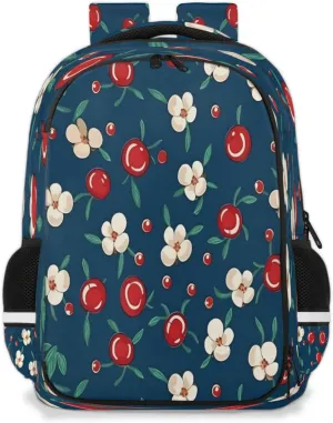 QsirBC Flower Cherry Multi Compartment Backpack with Reflective Strips Adjustable Padded Straps Large Capacity Waterproof Duffel Bag for Men Women Work and Daily Use