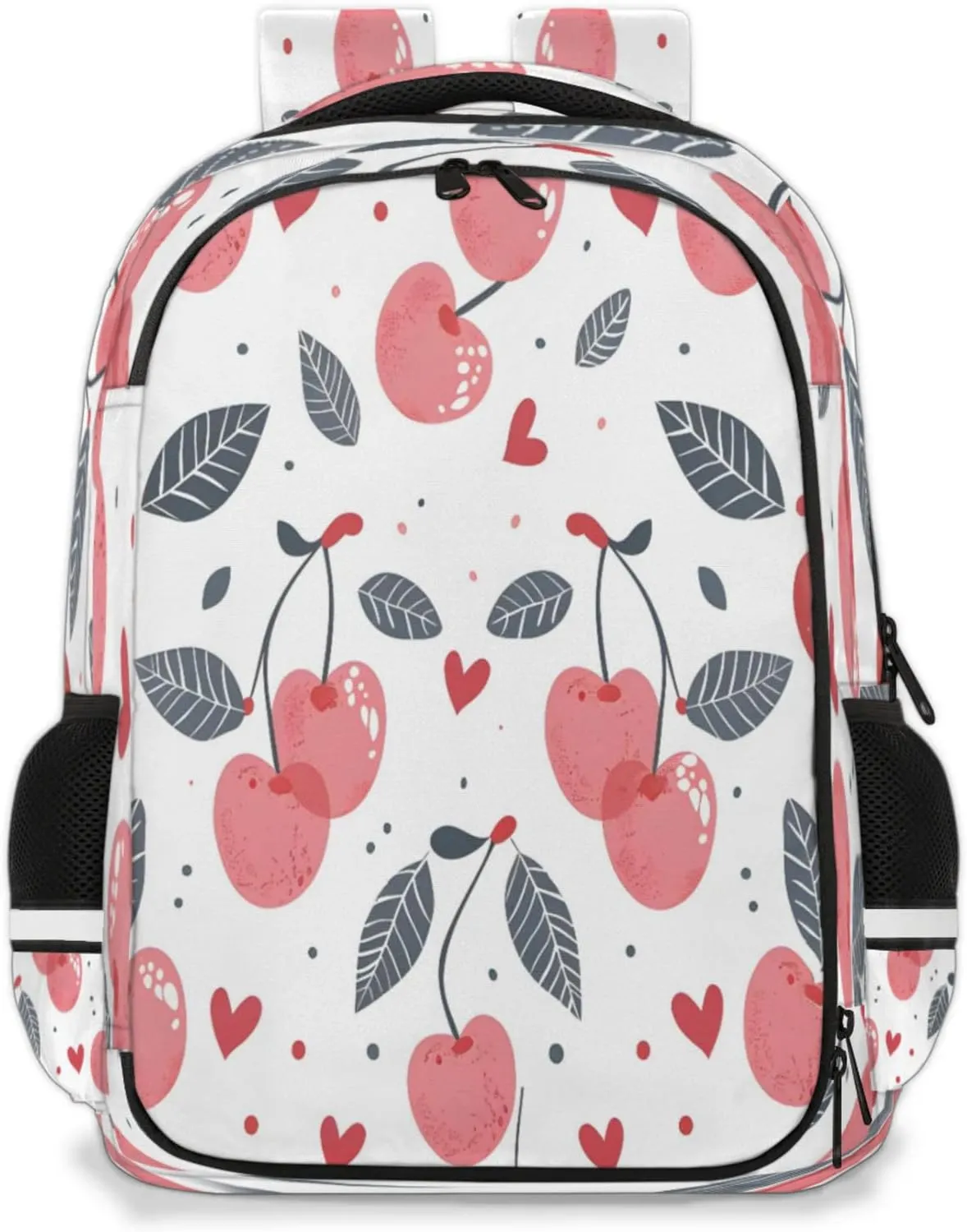 QsirBC Hand Painted Cherry Leaves Multi Compartment Backpack with Reflective Strips Adjustable Padded Straps Large Capacity Waterproof Duffel Bag for Men Women Work and Daily Use