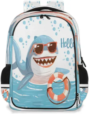 QsirBC Shark Ocean Glasses Multi Compartment Backpack with Reflective Strips Adjustable Padded Straps Large Capacity Waterproof Duffel Bag for Men Women Work and Daily Use