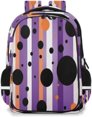 QsirBC Striped Dots Multi Compartment Backpack with Reflective Strips Adjustable Padded Straps Large Capacity Waterproof Duffel Bag for Men Women Work and Daily Use