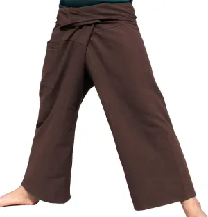 RaanPahMuang Plain Thick Muang Cotton Fisherman Wrap Tall Pants Plus