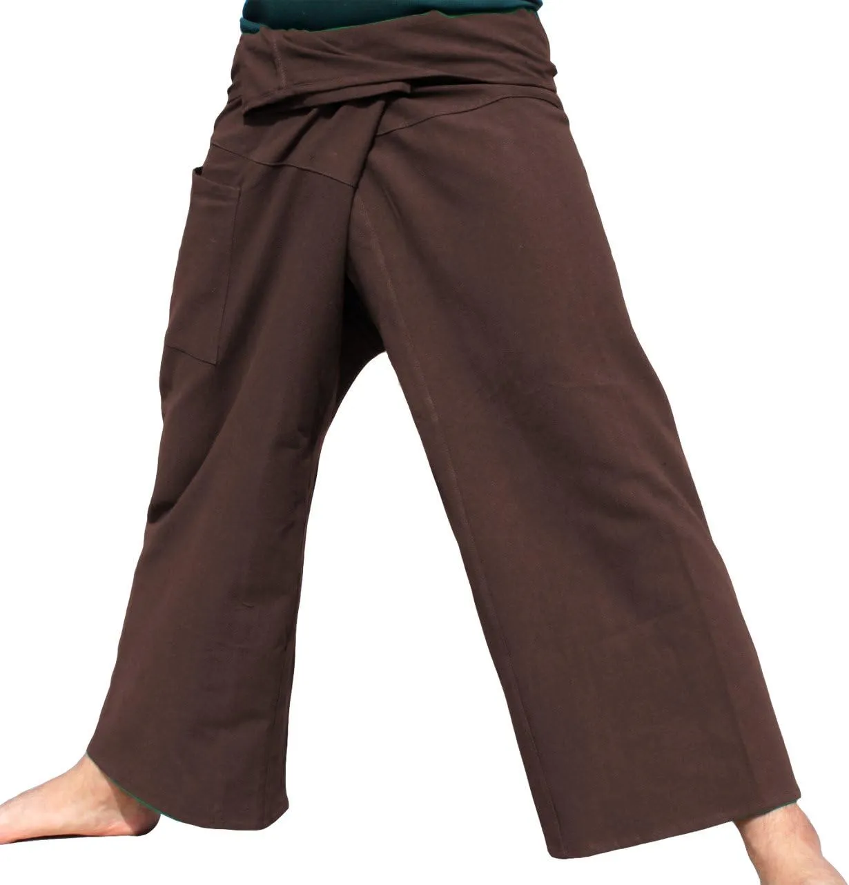 RaanPahMuang Plain Thick Muang Cotton Fisherman Wrap Tall Pants Plus