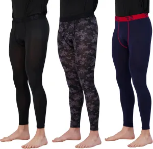 Real Essentials 3 Pack: Men's Active Compression Pants - Workout Base Layer Tights Running Leggings (Available in Big & Tall)