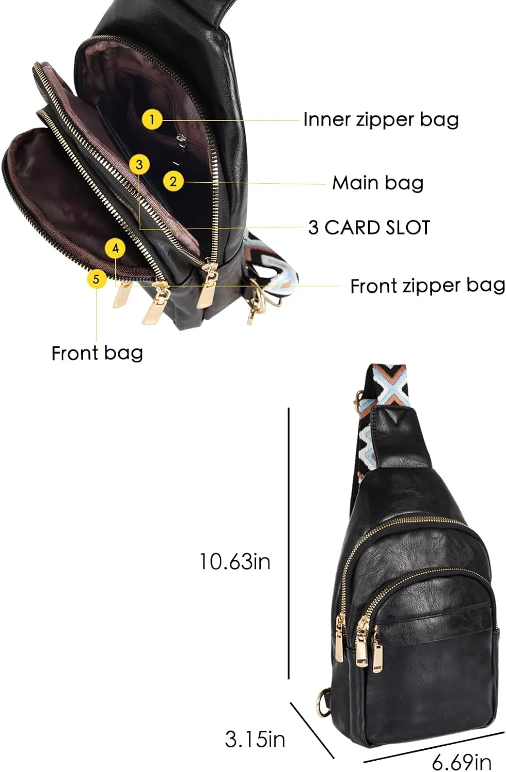 Relang Sling Bag for Women Crossbody, Leather Cross Body Fanny Packs for Women, Trendy Chest Bag for Travel and Daily Use