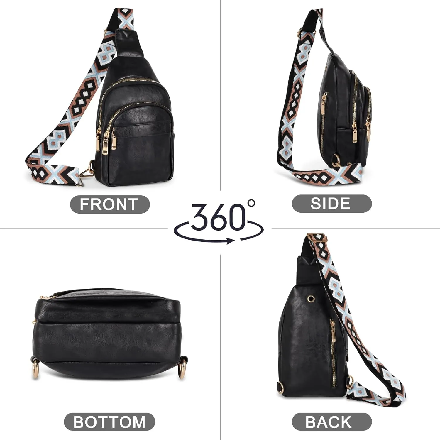Relang Sling Bag for Women Crossbody, Leather Cross Body Fanny Packs for Women, Trendy Chest Bag for Travel and Daily Use