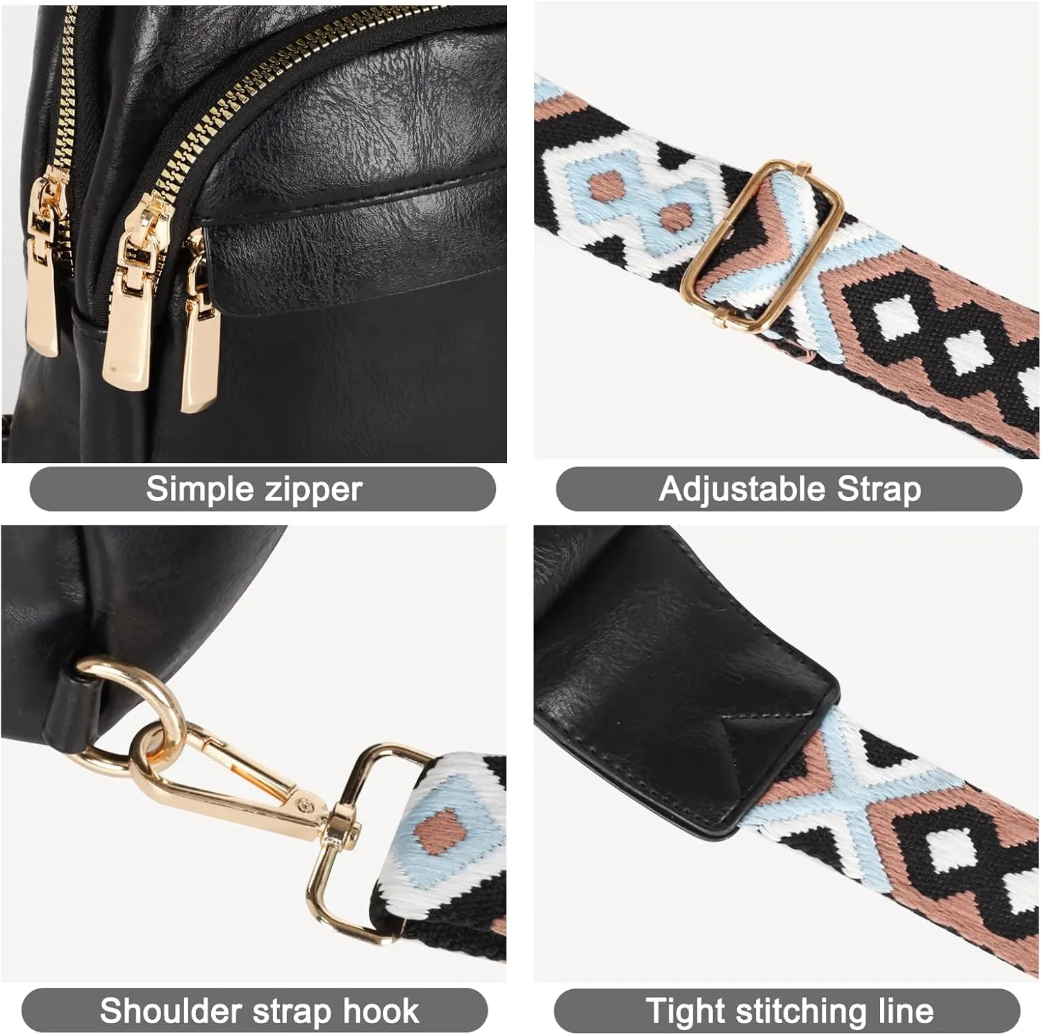 Relang Sling Bag for Women Crossbody, Leather Cross Body Fanny Packs for Women, Trendy Chest Bag for Travel and Daily Use